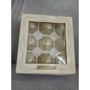 Vintage Target 2000 Glass Christmas Ornaments Pearl Champagne Iridescent Set/9